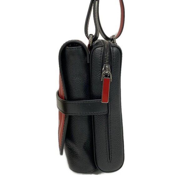 CHRISTIAN LOUBOUTIN Benesch Reporter  Black Red Leather Shoulder Bag 557-082225 - Picture 3 of 14